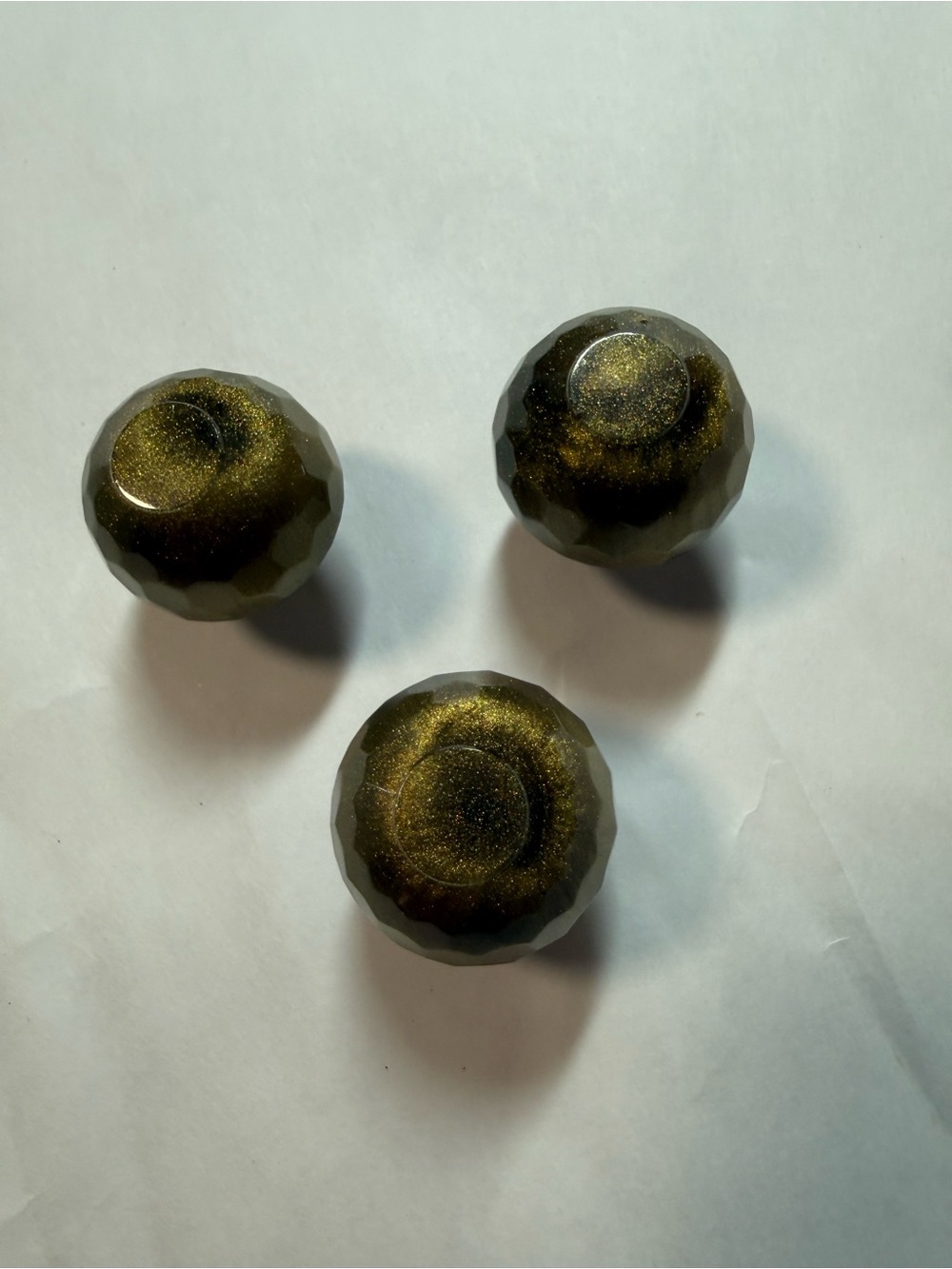 Decorative Faceted Cabinet Knobs/ Drawer Pull in Metallic Bronze- Set of 3